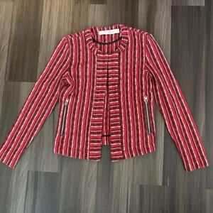 IRO Paris Red Black Woven Blazer Jacket Euro 38 US Size S/M Pockets
